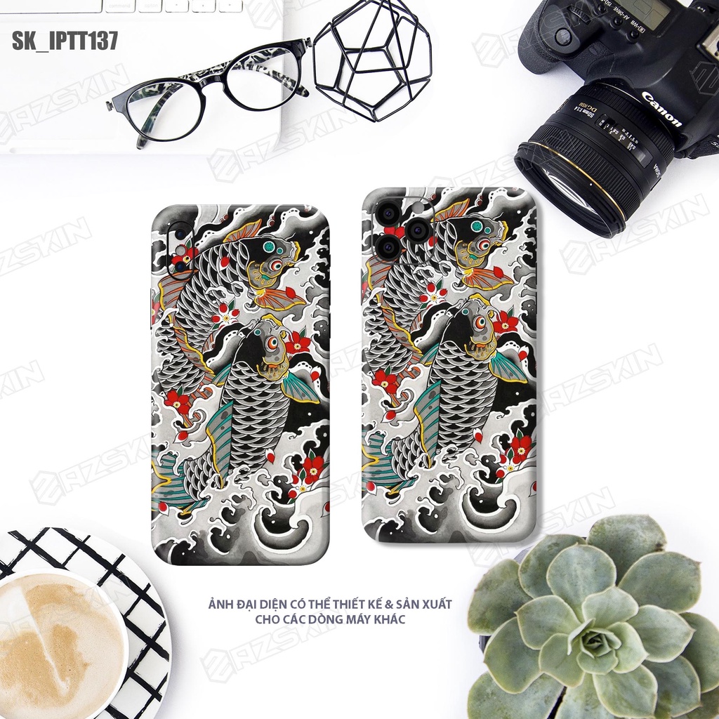 Miếng Dán Skin In Hình Tattoo Độc Lạ IPhone 7/14 Pro Max |SK_IPTT137| Chất Liệu Skin 3M, Khuôn Cắt CNC, Dễ Dán Tại Nhà