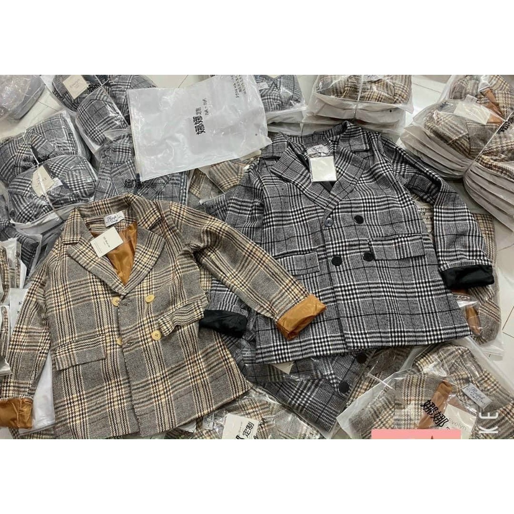 Áo blazer nữ áo vest kẻ khoác ngoài phong cách hàn quốc hàng 2 lớp hihishophaha | BigBuy360 - bigbuy360.vn