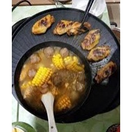 [Ảnh Tự Chụp] Bếp Nướng Điện BBQ + Lẩu 2 in 1 HONSHUAXI (nấu lẩu và nướng ) hình tròn Inox chống dính tiện lợi