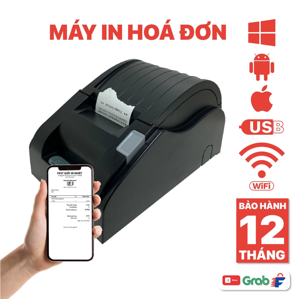 [HỎA TỐC] Máy in Bill K57, K58, K80 Gprinter 5890 Bằng Điện Thoại, in Hóa Đơn Cho Shop, Cafe, Kiot Việt, Sapo -Tặng Giấy