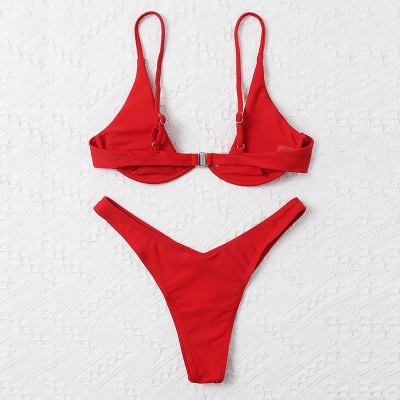 Set Bikini 2 Mảnh Áo Tắm Rắn Màu