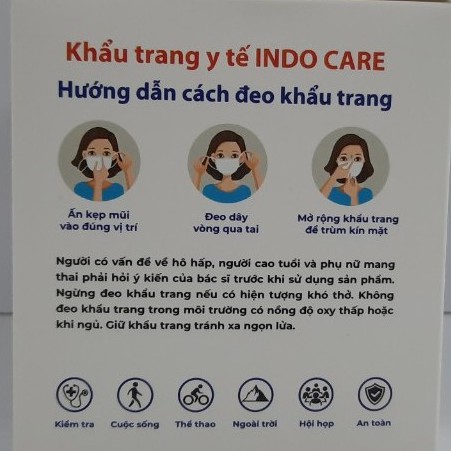 [TIÊU CHUẨN EU] KHẨU TRANG Y TẾ INDO CARE KHÁNG KHUẨN 99% 4 LỚP HỘP 50 CÁI