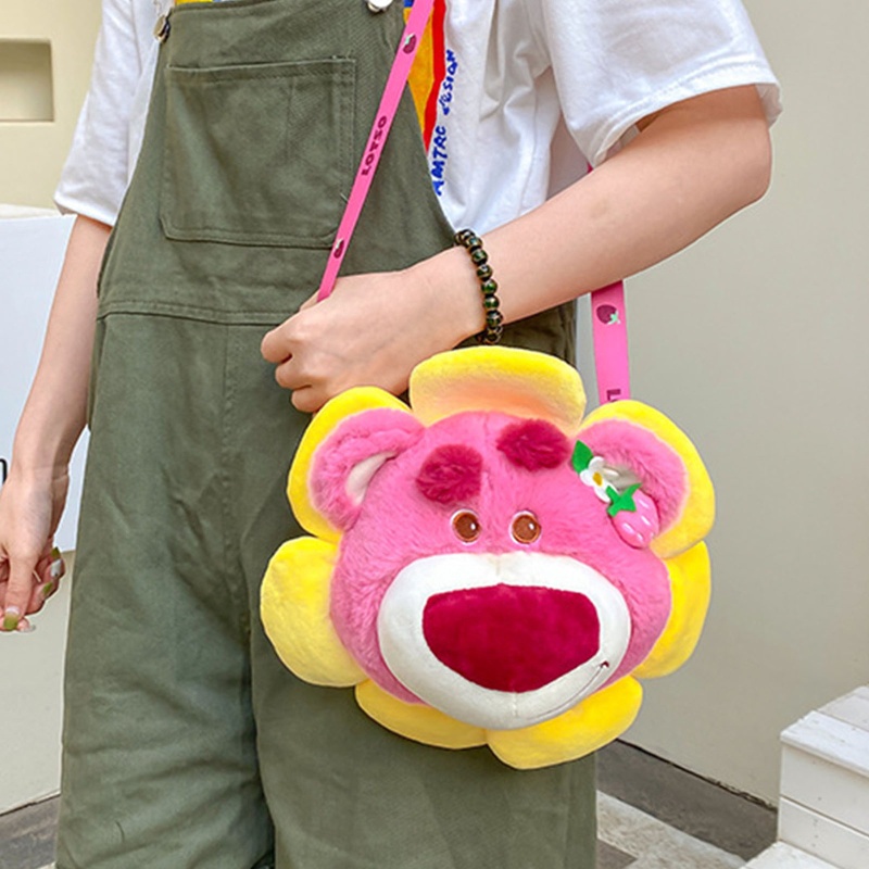 Túi Đeo Chéo Vai Bằng Lông Nhung Hình Gấu/Hoa Hướng Dương/Dâu Tây Dành Cho Nữ