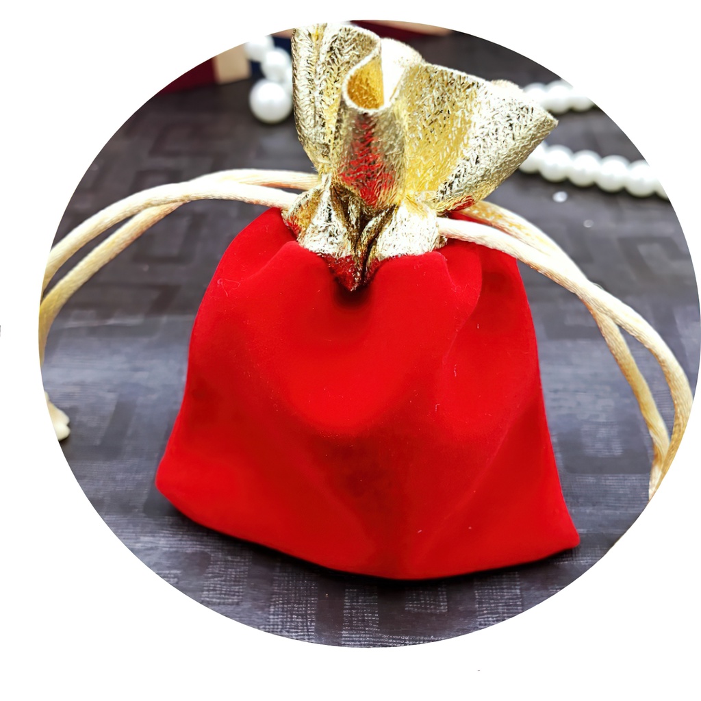 Túi đựng trang sức bằng nhung đỏ mừng năm mới