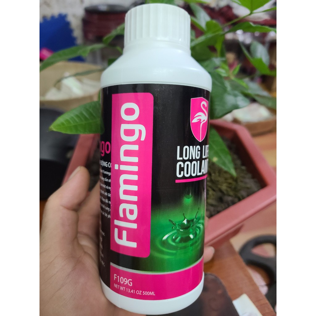 Chai Nước làm mát động cơ ô tô Flamingo Long Life CooLant F109G ( Chai Màu Xanh 500ml )