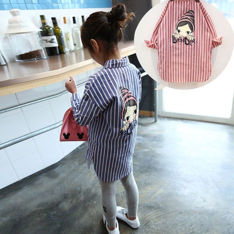 Áo Sơ Mi Dài Tay Phong Cách Hàn Quốc Thời Trang Xuân Thu Mới Cho Bé Gái