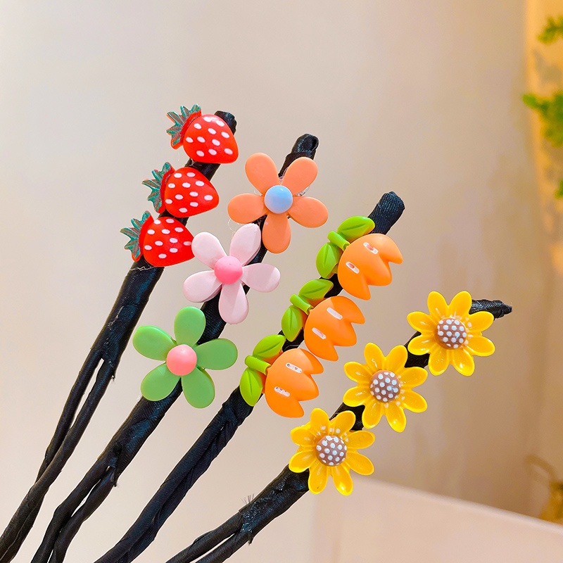 Kẹp Tóc Đuôi Ngựa Đính Hoa Xinh Xắn Cho Bé Gái