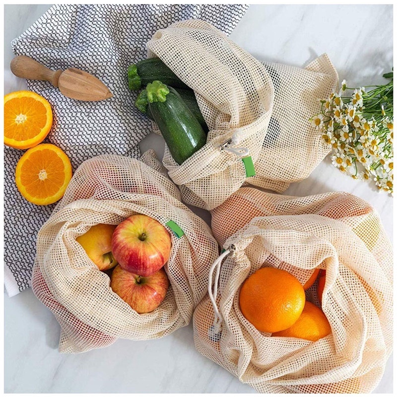 1 Chiếc Túi Lưới Cotton Tự Nhiên Hữu Cơ Có Thể Tái Sử Dụng để Mua Sắm Và Lưu Trữ (S / M / L)
