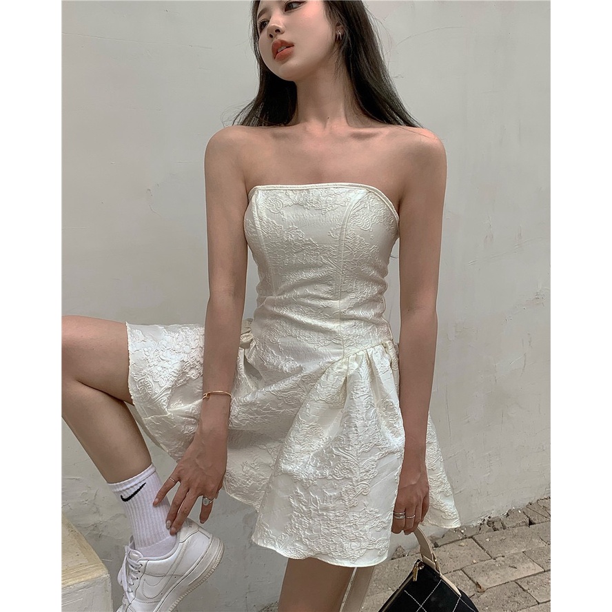 Váy cúp ngực dáng xòe có viền ngực chống tụt Thucucstore Đầm dự tiệc hàng Quảng Châu loại 1