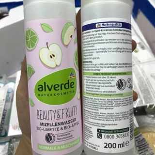 Nước tẩy trang alverde từ táo và chanh