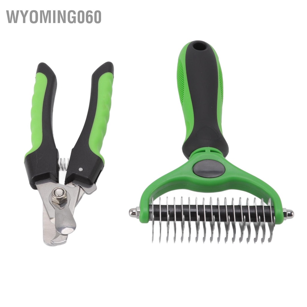 Wyoming060 Cào lót lông thú cưng hai mặt Núm loại bỏ Bộ dụng cụ chải cho Lược với Dụng cắt móng chó mèo