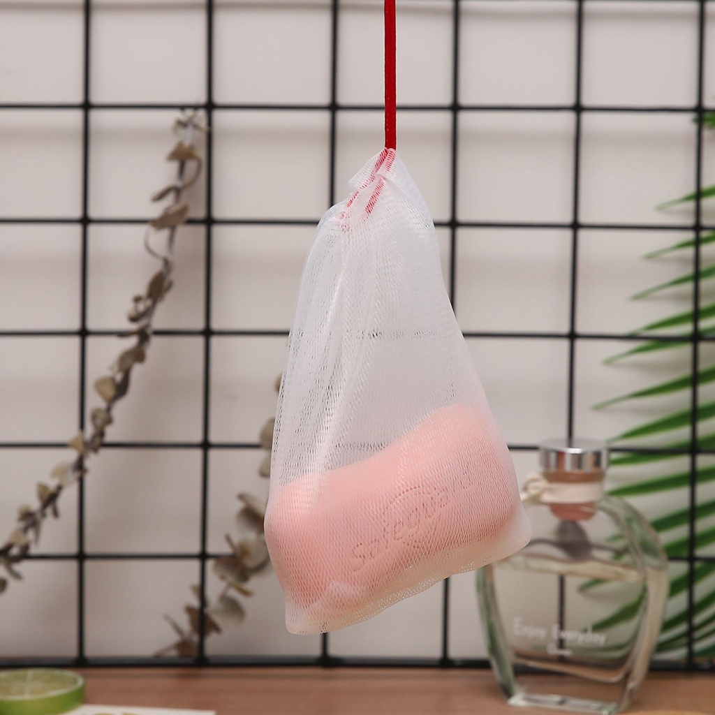1 Túi Lưới Dây Rút Hai Lớp Tạo Bọt Xà Phòng Làm Sạch Cơ Thể