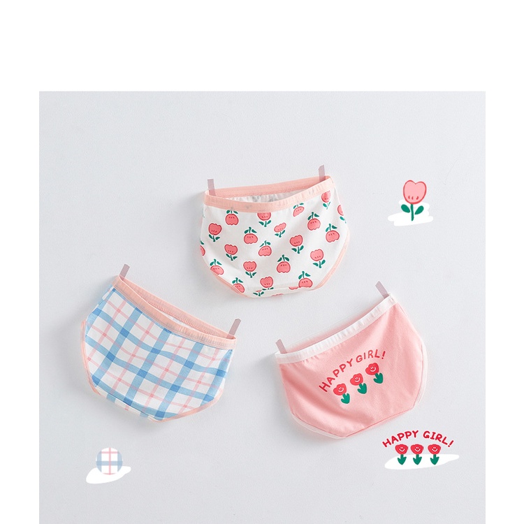 Set 3 quần lót đùi bé gái và 3 quần tam giác Happy GIRL cho bé gái 9-40kg thông hơi thoáng mát an toàn với da bé