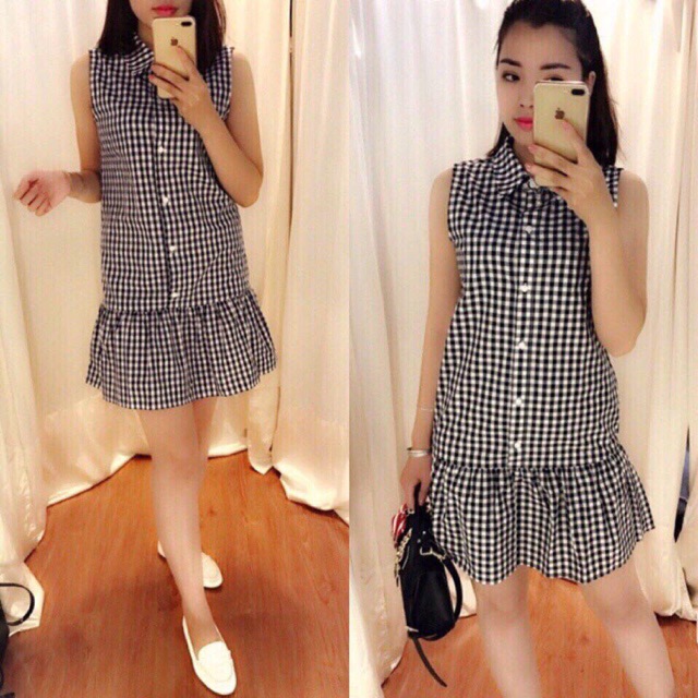 Đầm kẻ caro đuôi cá ASOS
