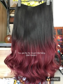 Tóc kẹp U ombre đen đỏ tía cực đẹp