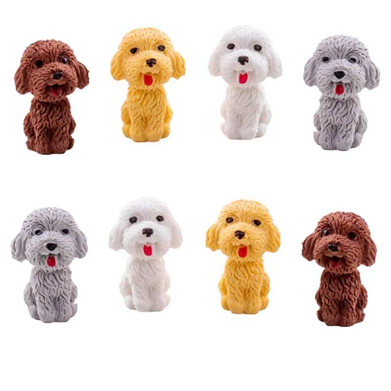 Bộ 1/2 Cục Tẩy Bút Chì Hình Chú Chó Teddy Hoạt Hình 3.5*2.5CM/ Mini