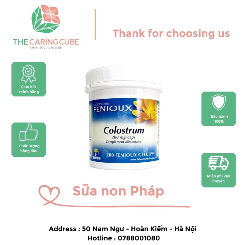 Sữa non Pháp Fenioux Colostrum phát triển não bộ hộp 200 viên - The Caring Cube