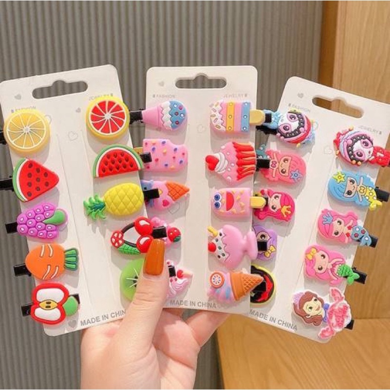 Set 10 kẹp tóc hoạt hình cho bé gái