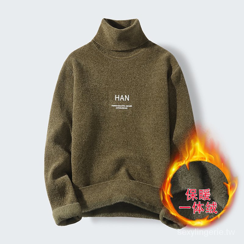 Áo sweater lông cừu lót nhung cổ lọ thời trang 2020 trẻ trung cho nam