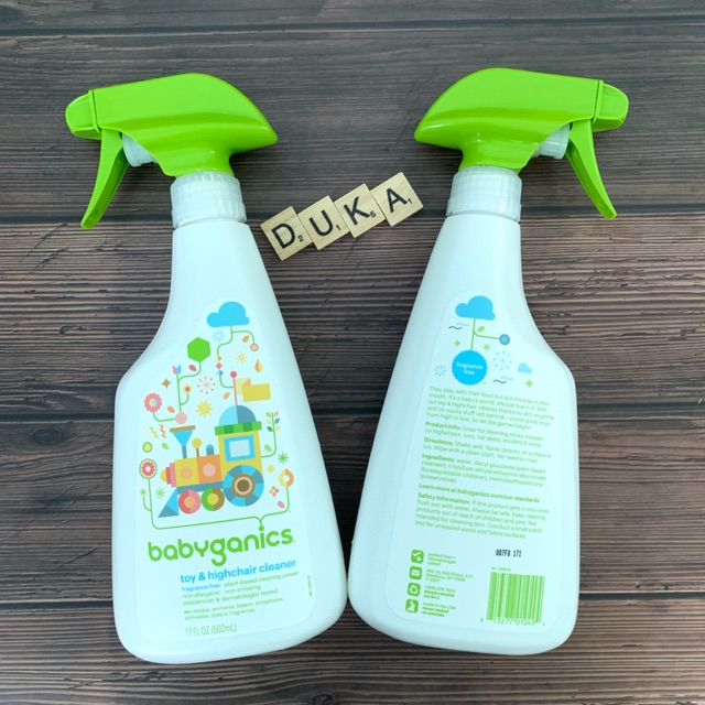 Chai xịt diệt khuẩn đồ chơi và ghế ăn cho bé Babyganics dung tích 502ml