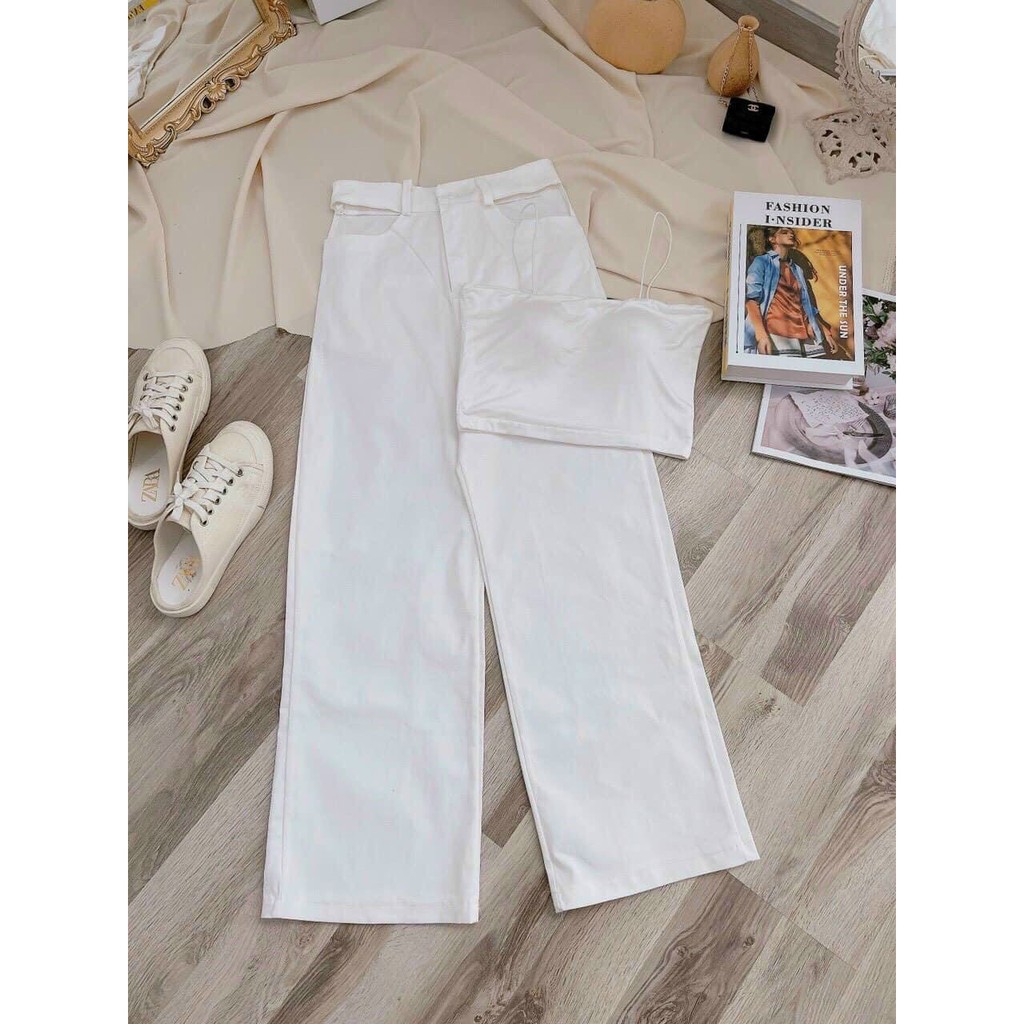 Quần Baggy jean Ống Rộng Lưng Cao Hở Eo Siêu Chất,Siêu Tôn Dáng-JT