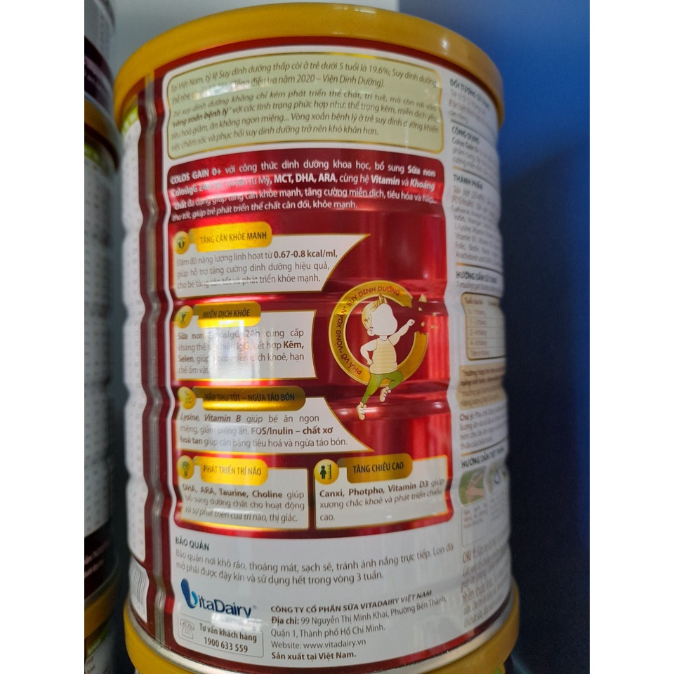 Lon Sữa 800 Colosgain Vitadairy Hỗ Trợ Tăng Cân Nhanh , Miễn Dịch Khỏe