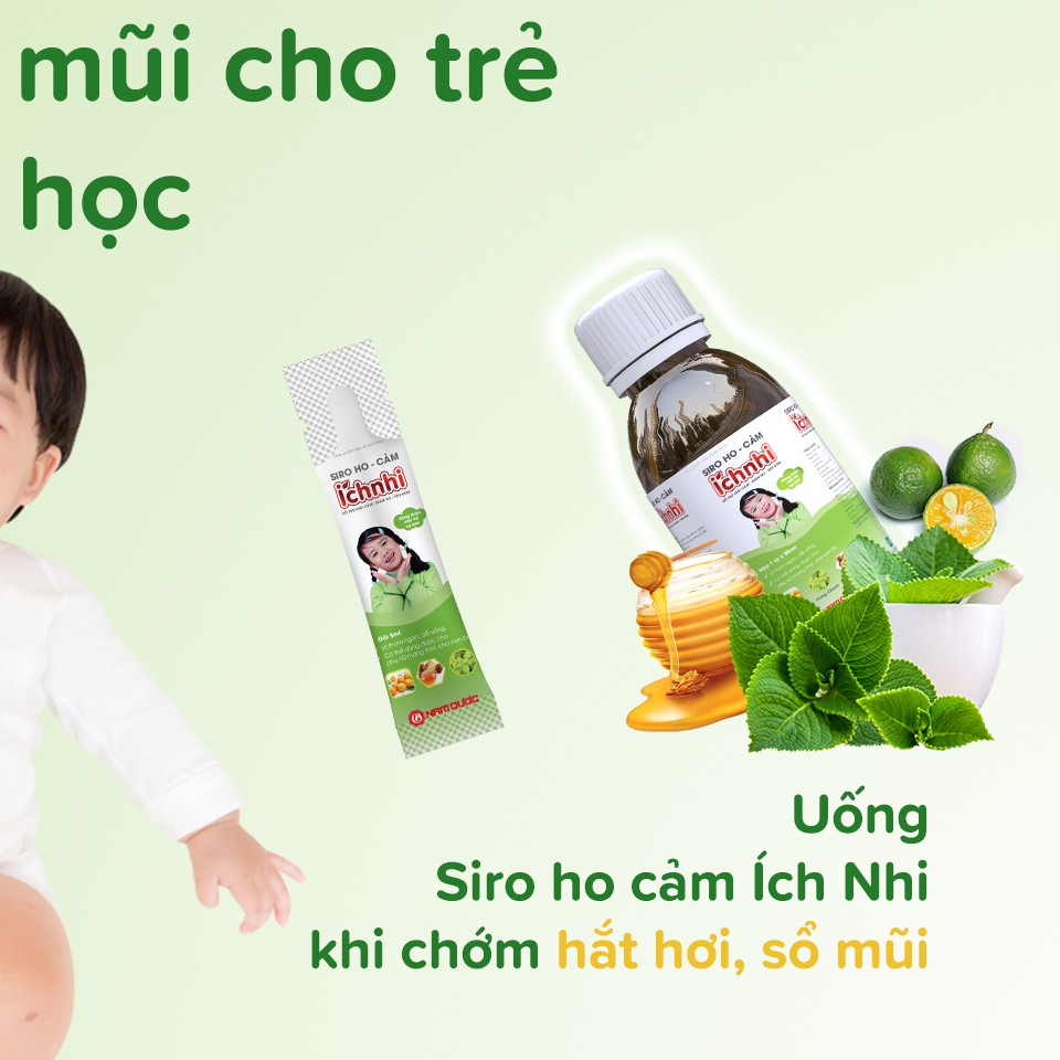 ️🍀 Siro Ho Cảm Ích Nhi Chai 90ml - Dùng được cho trẻ sơ sinh - Tiêu Đờm - Giải cảm