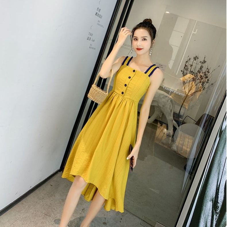 Đầm Nữ Ngắn Tay Cổ Tròn Lưng Thắt Dây Thời Trang