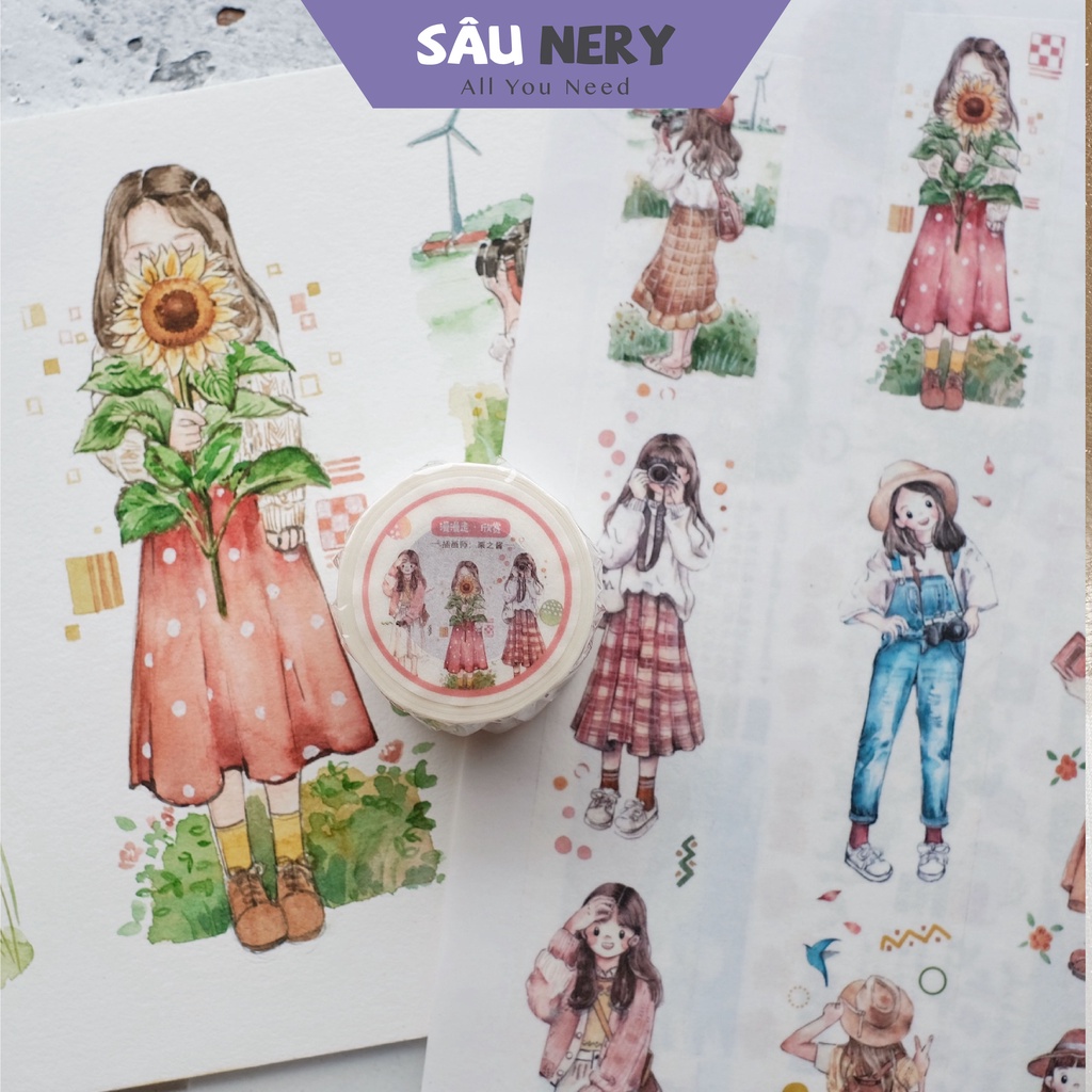 Sâu Nery - Washi tape, sticker cô gái Molly xinh xắn by QiQiYu (Chu kỳ 90cm)