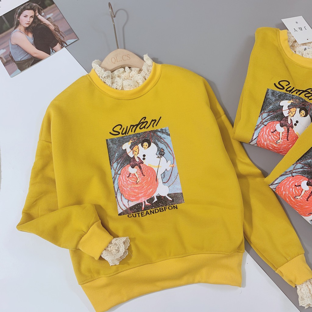 ÁO NỈ  VÀNG CỔ REN BẠCH TUYẾT MẸ/CON | BigBuy360 - bigbuy360.vn