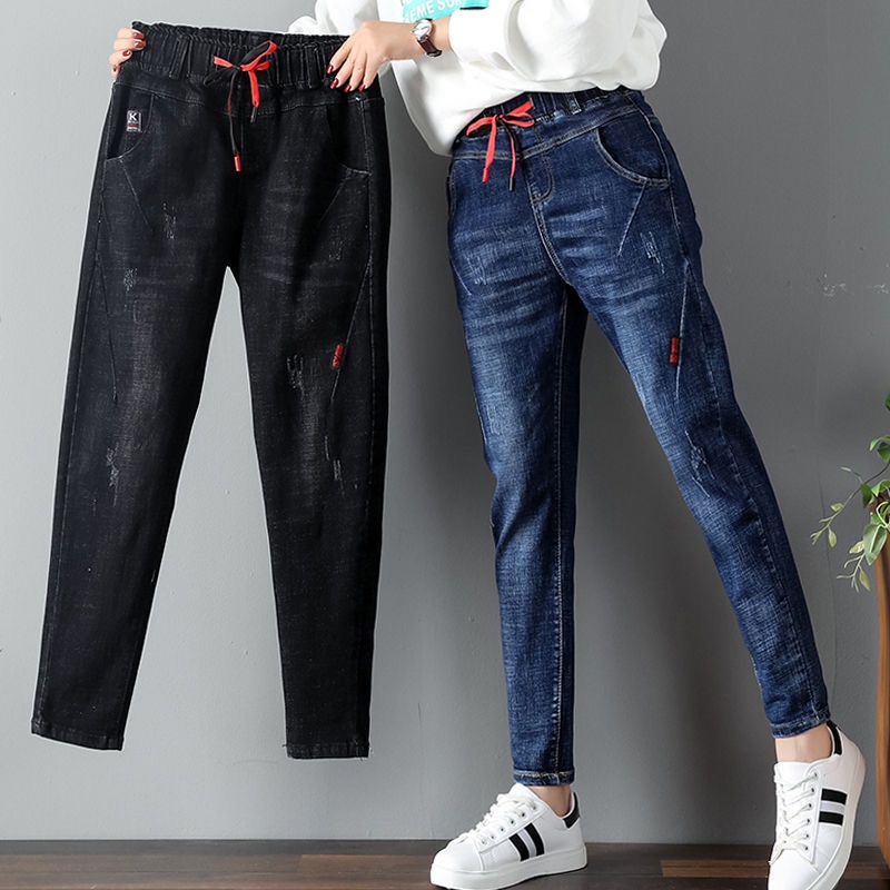 Quần jean ống rộng lưng cao co giãn phong cách Hàn Quốc thời trang xuân hè dành cho nữ size 35-100kg