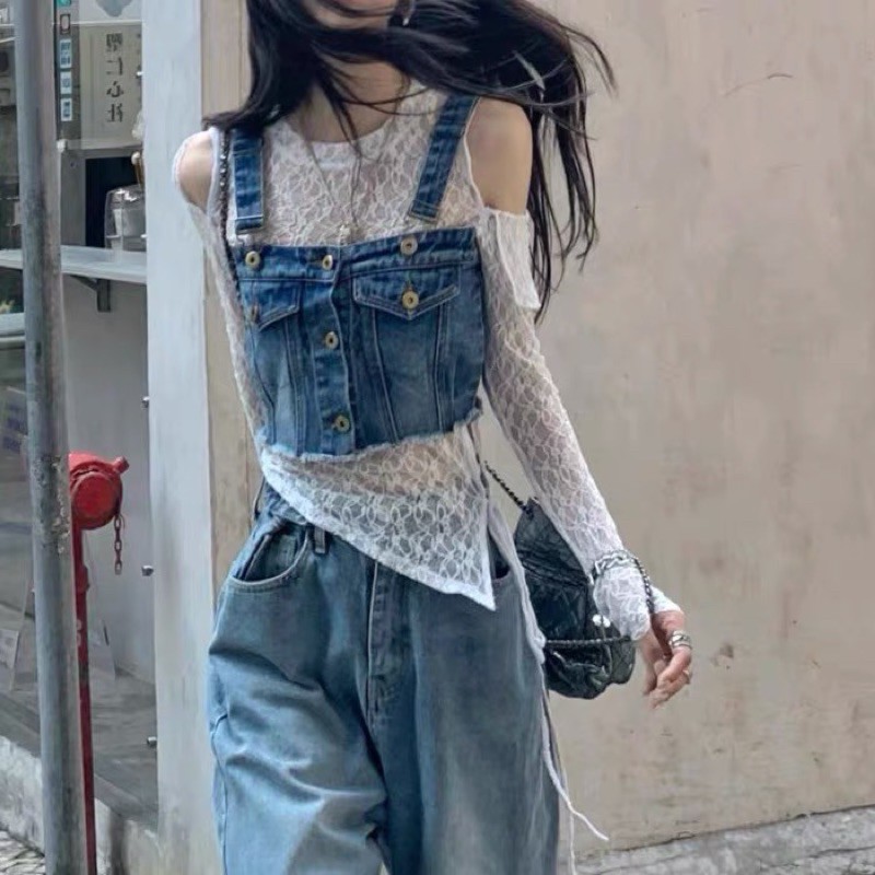 🤍 SET ÁO LƯỚI + JEAN ULZZANG 🤍 ORD QUẢNG CHÂU 10-15 NGÀY