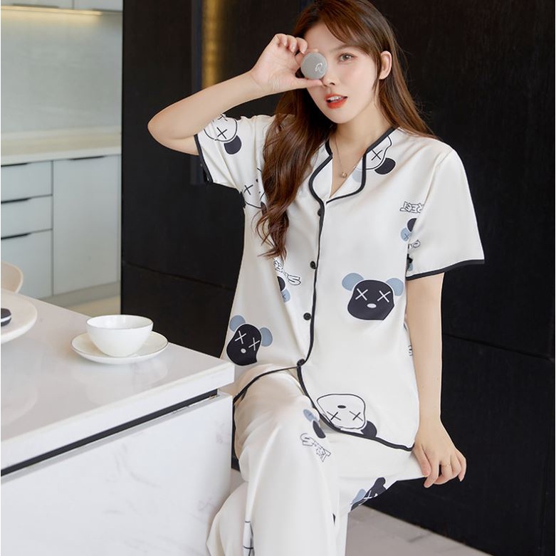 Đồ bộ pijama lụa cao cấp, đồ ngủ dễ thương mặc nhà sang trọng mềm mịn, thấm hút mồ hôi