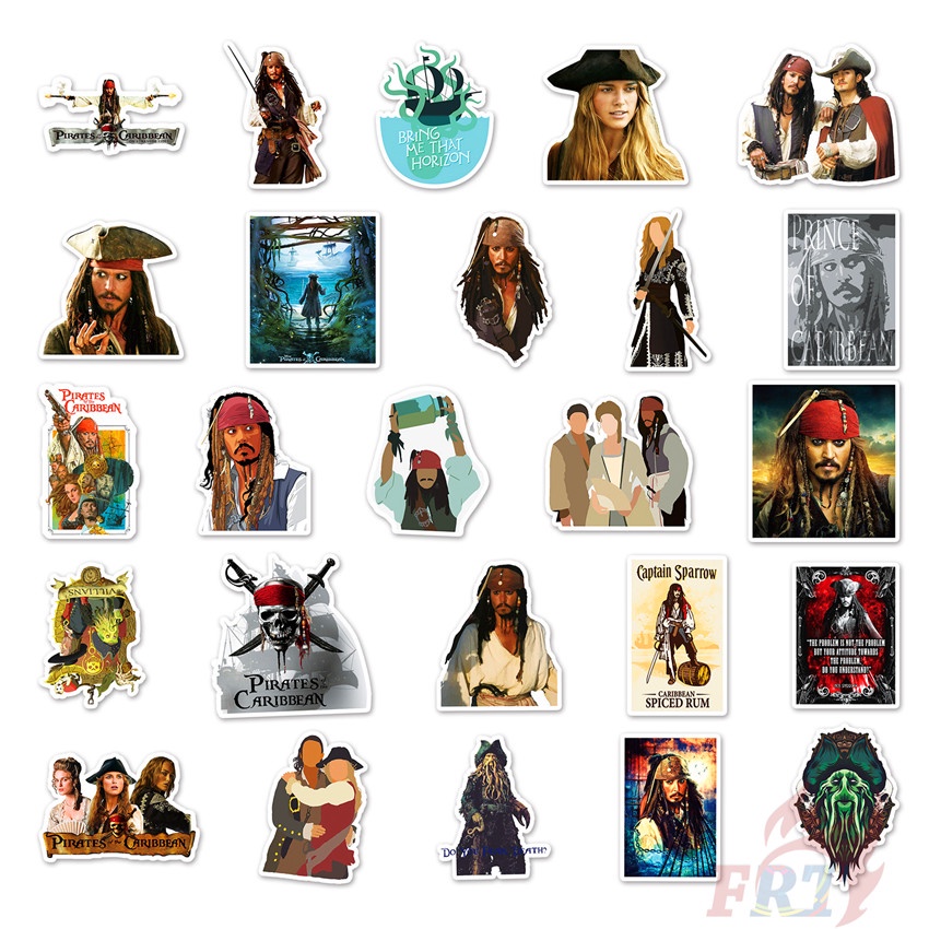 ❉ Pirates of the Caribbean Series 01 Jack Sparrow Stickers ❉ 50Pcs/Set DIY Fashion Mixed Waterproof Doodle Decals Stickers