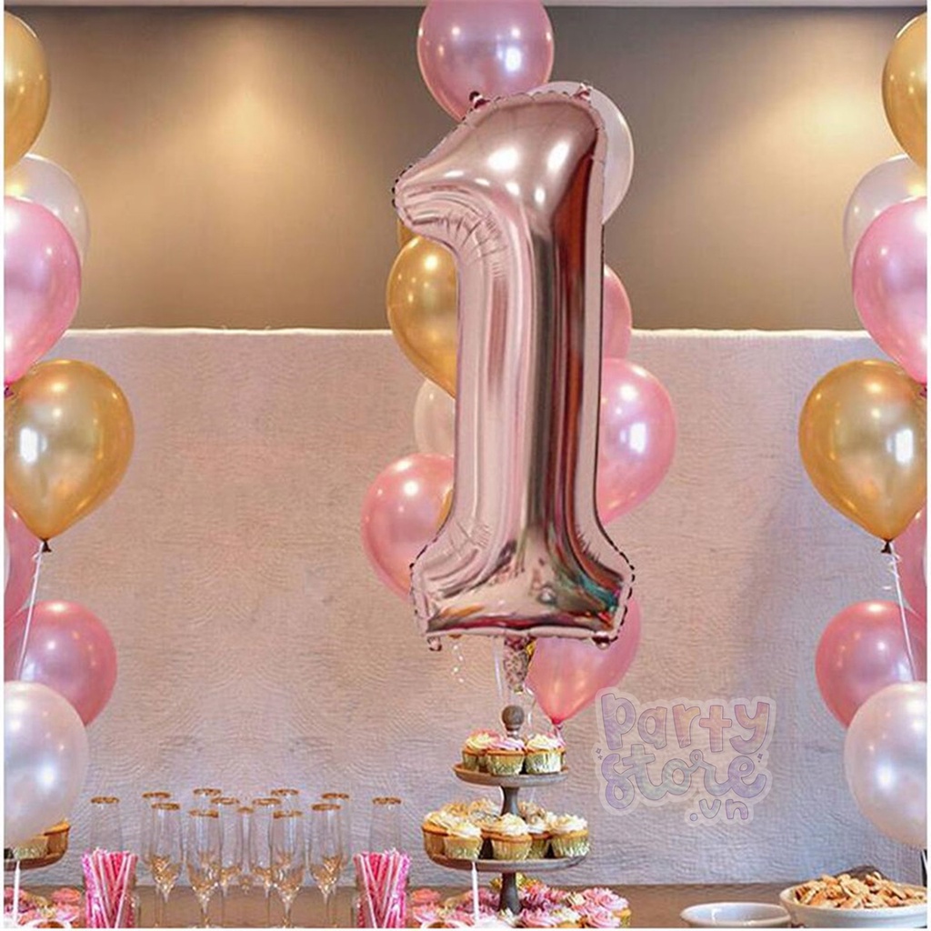 Bóng số tuổi màu rose gold cỡ to size 70 cm, 32 inch trang trí sinh nhật, happy birthday