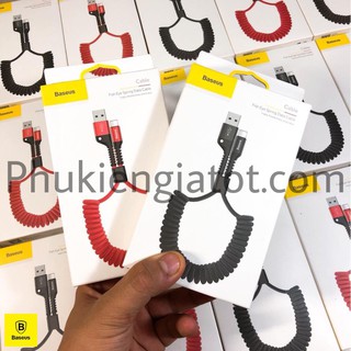 Cáp sạc Lightning dây xoắn đàn hồi Baseus Fish Eye Spring Data dùng cho iPhone / iPad