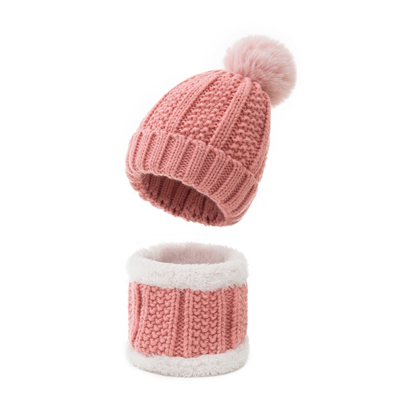 Mũ Beanie Kèm Khăn Choàng Lông Mềm Màu Trơn Thời Trang Mùa Đông