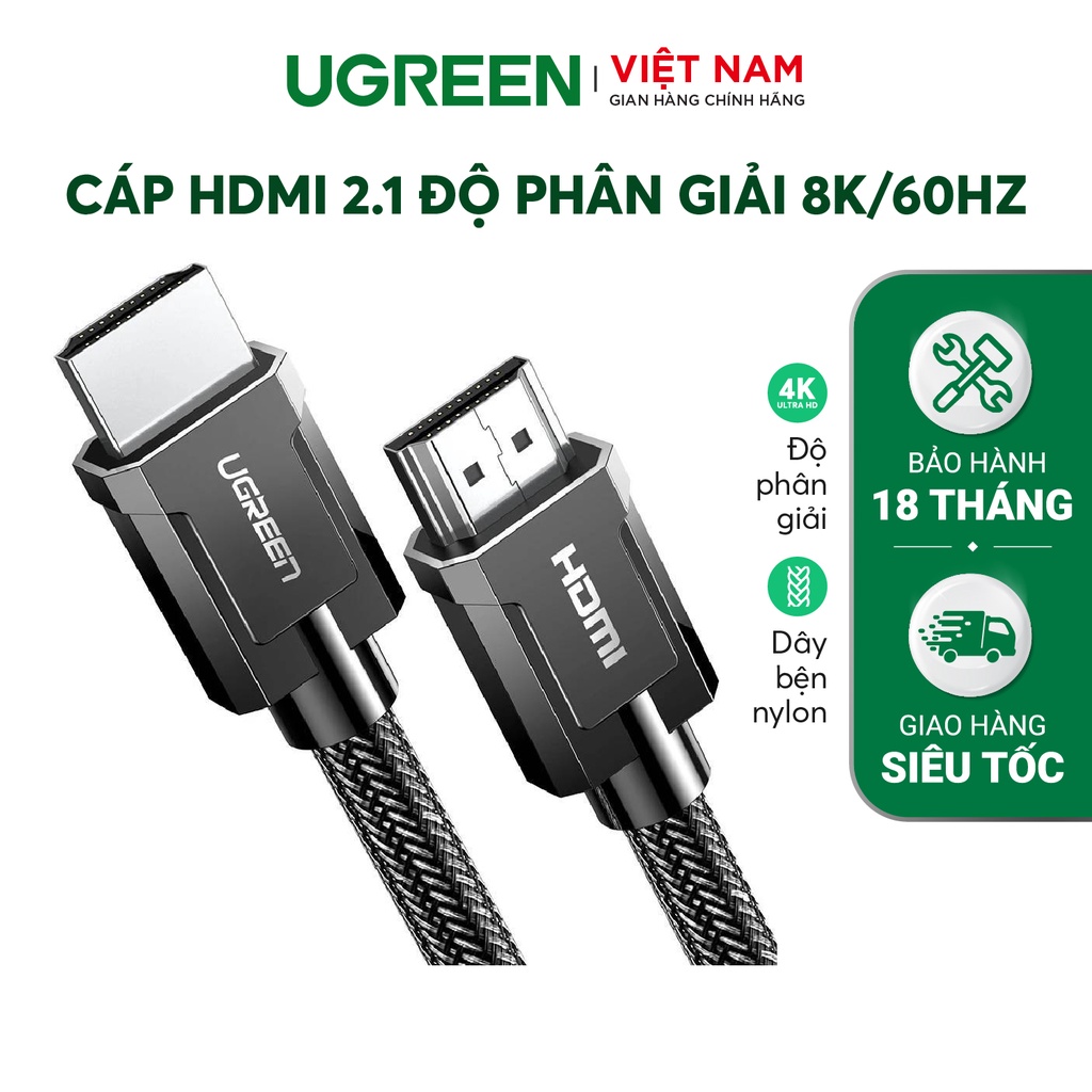 Cáp HDMI 2.1 độ phân giải 8K/60Hz dài 1-2m UGREEN HD135 - Hàng phân phối chính hãng - Bảo hành 18 tháng