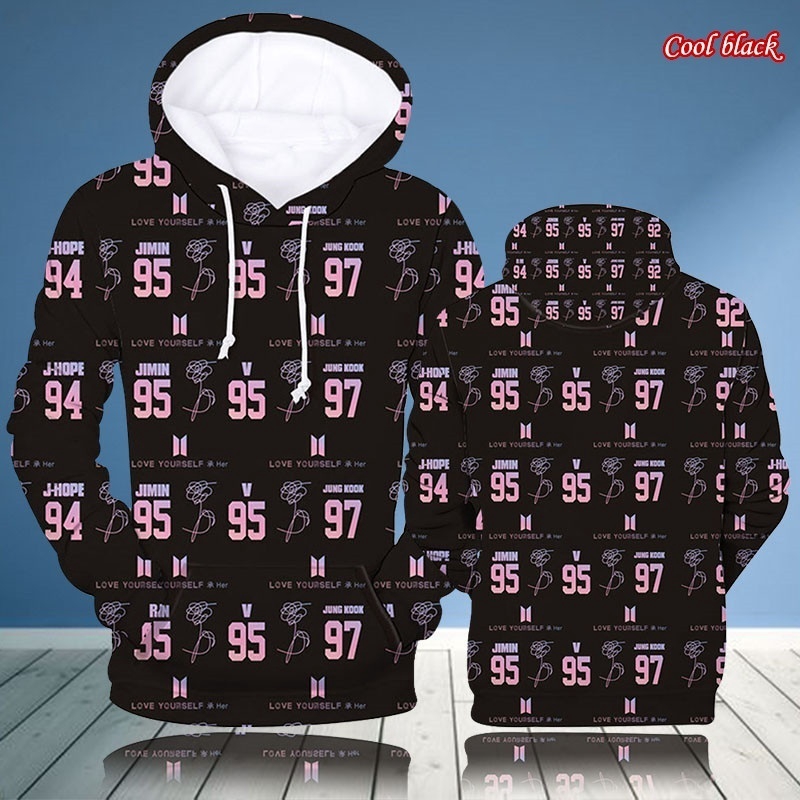 Áo Hoodie Unisex Tay Dài In Hình Bts 3d