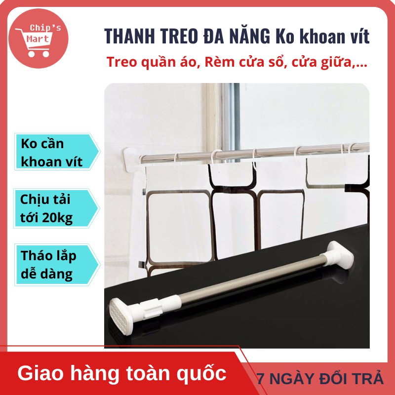Thanh Treo Đồ Đa Năng Ko Cần Khoan Tường, Bắt Vít – Treo quần áo, Rèm cửa, Treo đồ,… - Tháo lắp dễ dàng