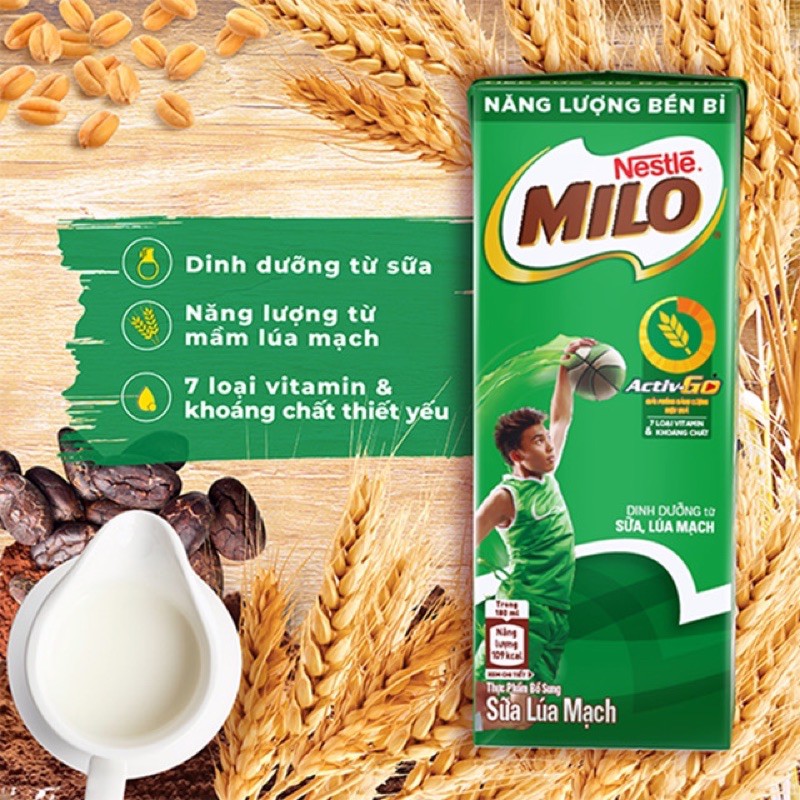 sữa milo lúa mạch hộp 180ml 1 thùng 12 lóc