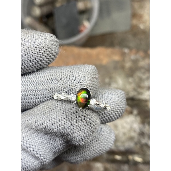 Nhẫn bạc 950 đá opal