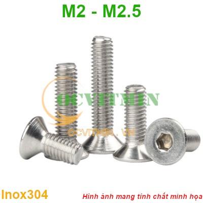 M2BI# - Ốc Lục Giác Đầu Bằng M2 M2.5 Inox 304 Hơi Hút Nam Châm