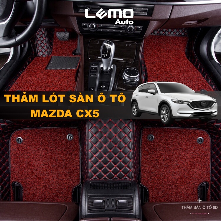 Thảm lót sàn ô tô 5d, 6d Nano 2 chỉ Mazda CX5 2013 – 2027; 2018-2023 kháng khuẩn, khử mùi phủ kín sàn xe