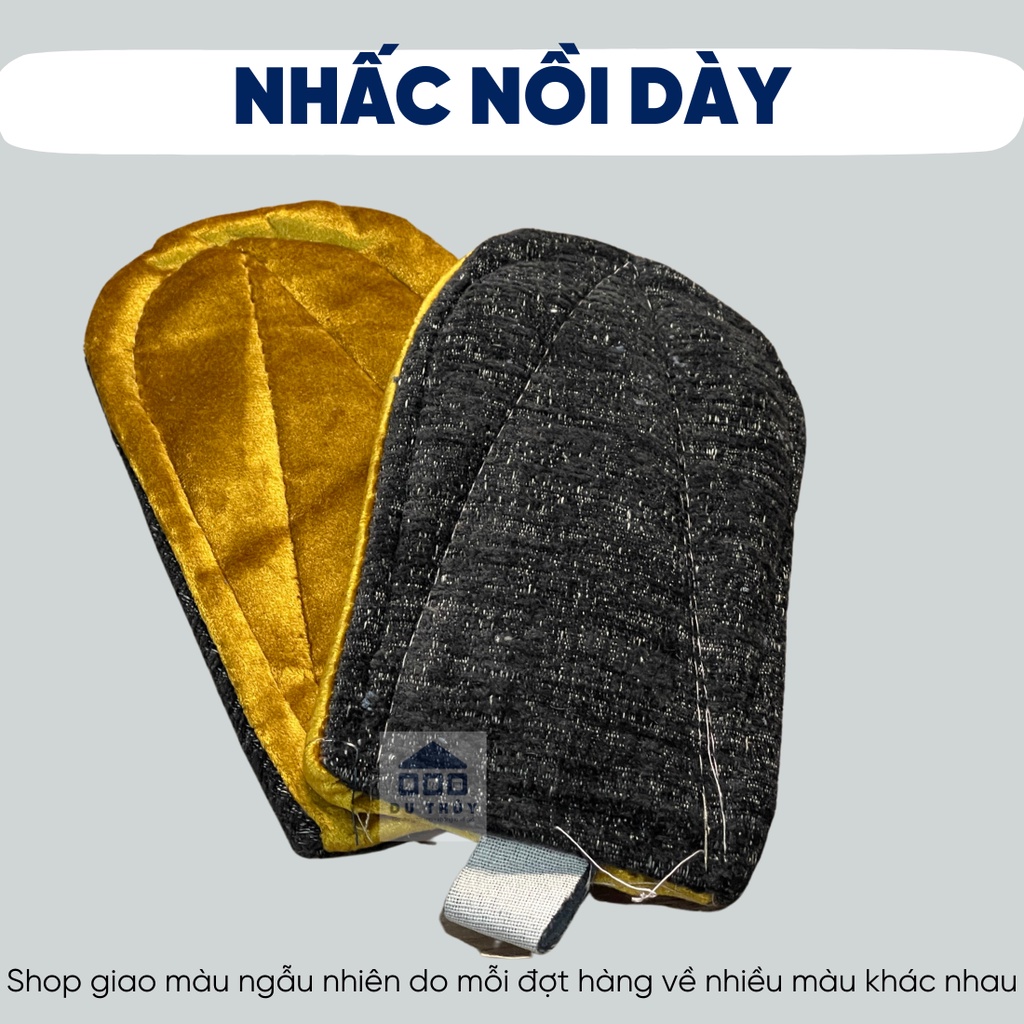 Nhấc nồi bằng vải nỉ dày (một cặp) mềm mịn trơn hoặc có họa tiết, loại tròn và loại thắt, giá tốt của gia dụng Du Thủy