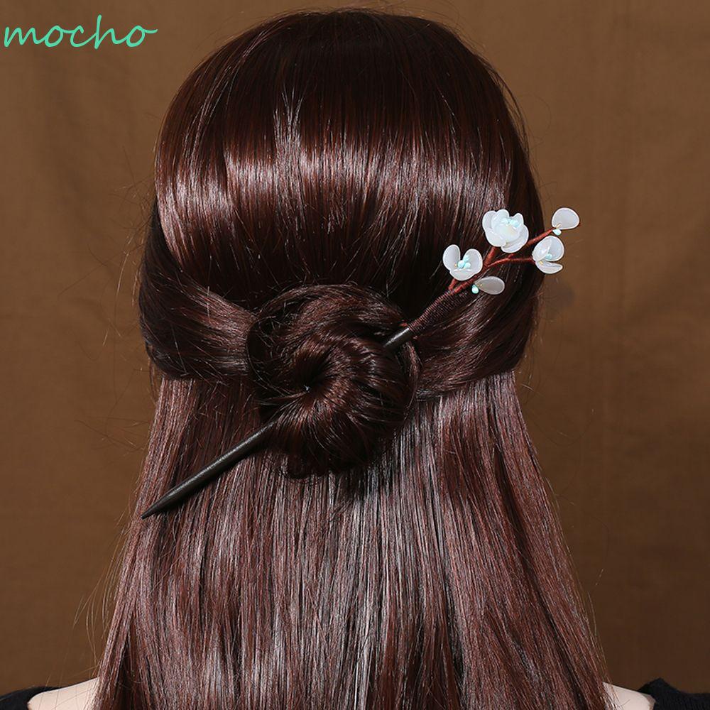 Trâm cài tóc hình hoa bằng gỗ phong cách Trung Hoa cổ điển