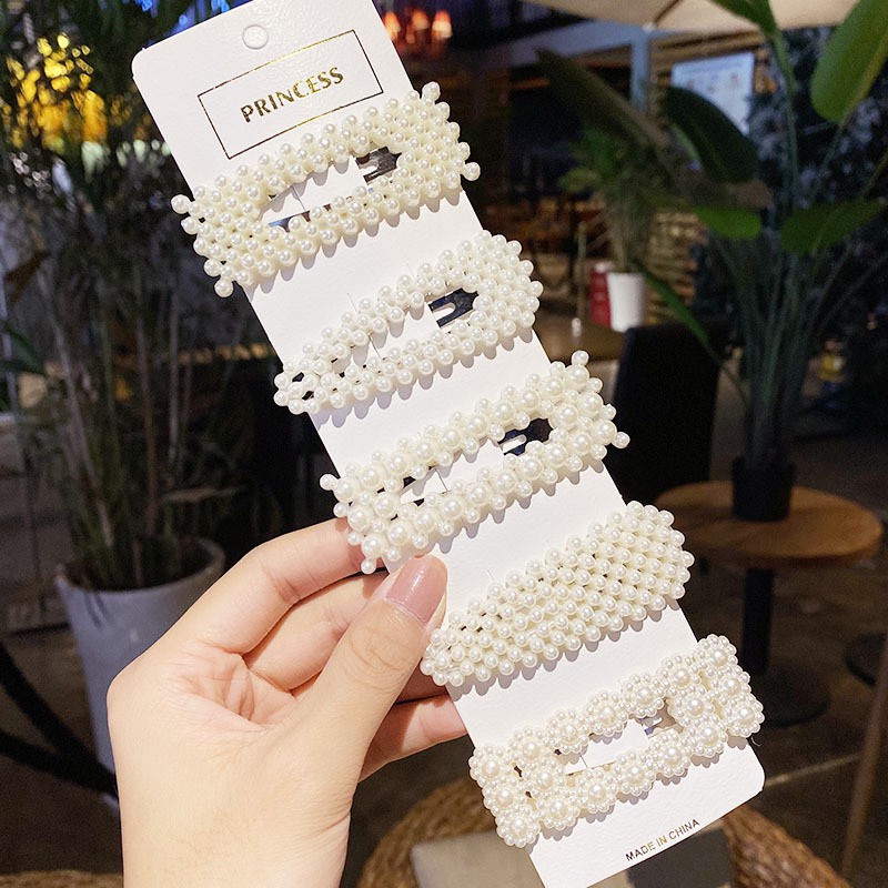 Set 5 Kẹp Tóc CHLINS Đính Ngọc Trai Đơn Giản Phong Cách Hàn Quốc Xinh Xắn