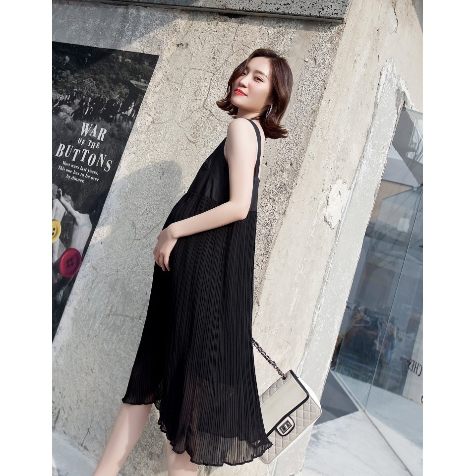 Váy Bầu Đầm Bầu Xinh 2 Dây Voan A1516