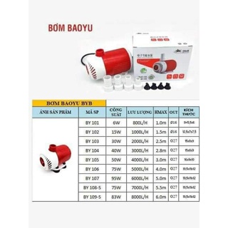 Máy Bơm Bể Cá Baoyu by 108s-7000l/h, buy109s- 8000l/h siêu êm, siêu bền