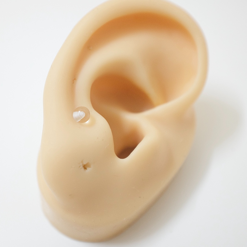 [1 Chiếc] Khuyên Tai Titan Unisex 2 Đầu Bi Trong Suốt Nhựa Không Gỉ Sét Không Ngứa Bông Tai Julies Box 66